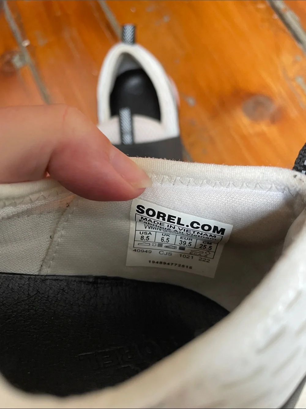 Sorel White Slip-On Sneakers with Black Strap